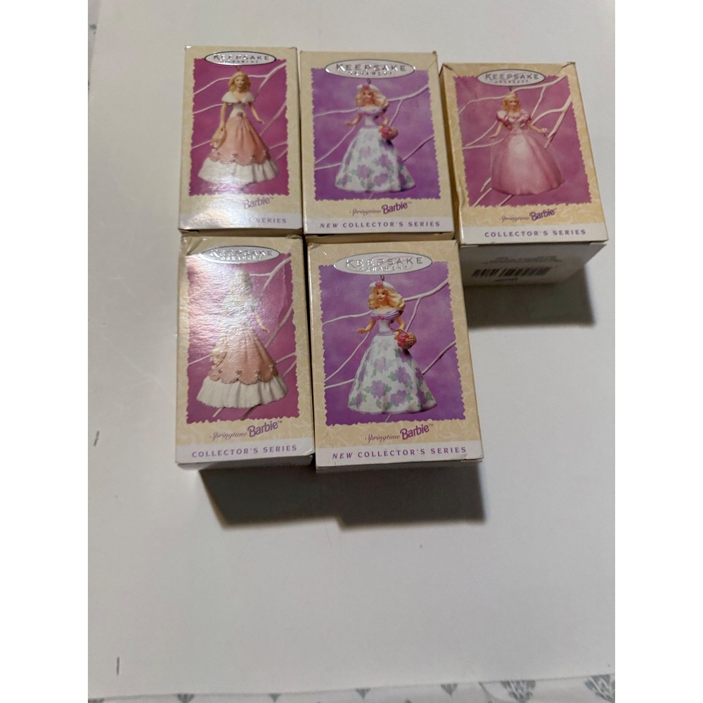 Hallmark Keepsake Springtime Barbie Ornament Lot 5pc Vintage Collector Series